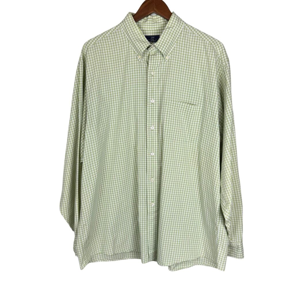 Brooks Brothers 346 100% Cotton Green Long Sleeve Collared Button Down Shirt